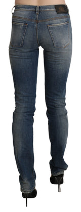 Chic Mid Taille Skinny Denim in blau gewaschen