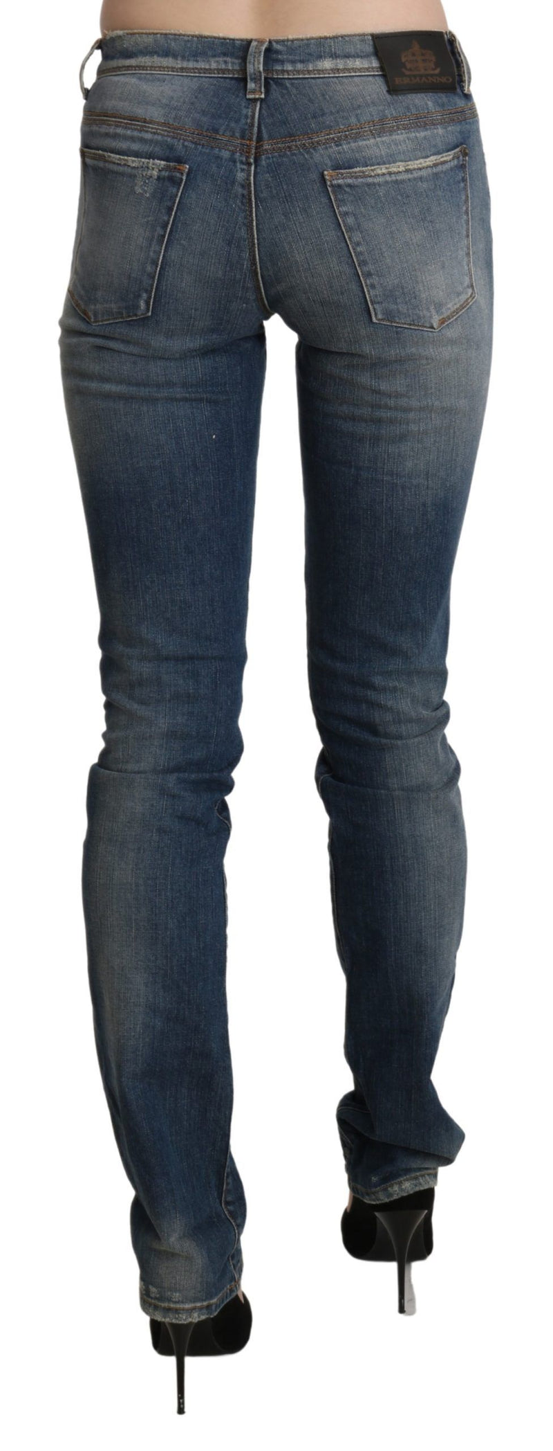 Chic Mid Taille Skinny Denim in blau gewaschen