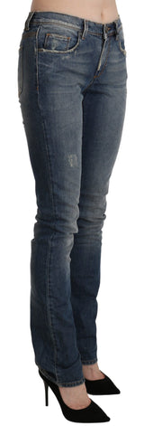 Chic Mid Taist Skinny Denim en bleu lavé