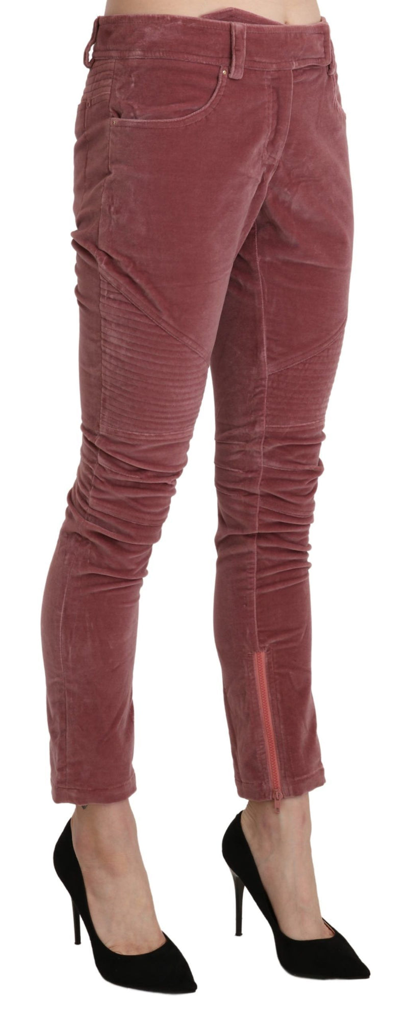 Pantalon skinny de taille rouge chic rouge