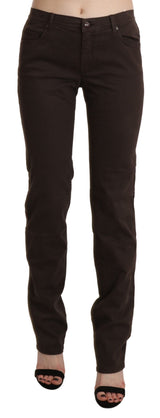 Pantalon skinny à taille moyenne marron chic