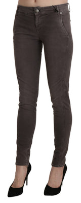 Pantalon skinny à taille basse brune chic