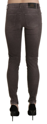 Pantalon skinny à taille basse brune chic