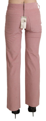 Chic Pink Mid Waist Straight Prousers