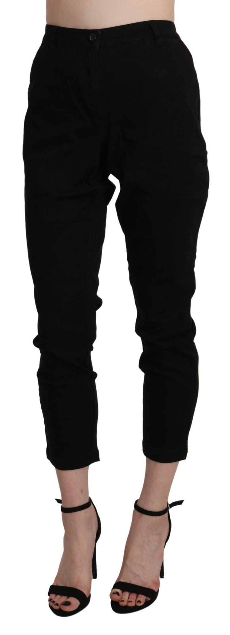 Chic High Taille Cropped Black Jeans