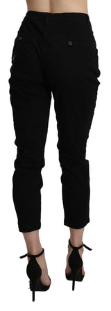 Chic High Taille Cropped Black Jeans