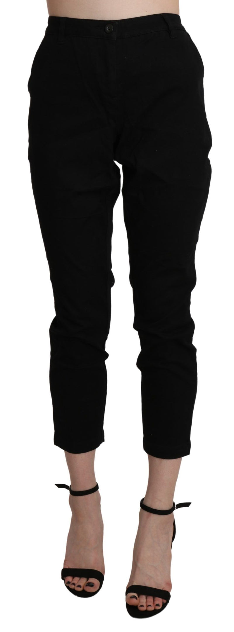 Chic High Taille Cropped Black Jeans