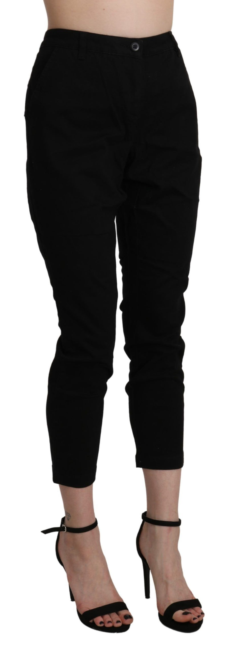 Chic High Taille Cropped Black Jeans