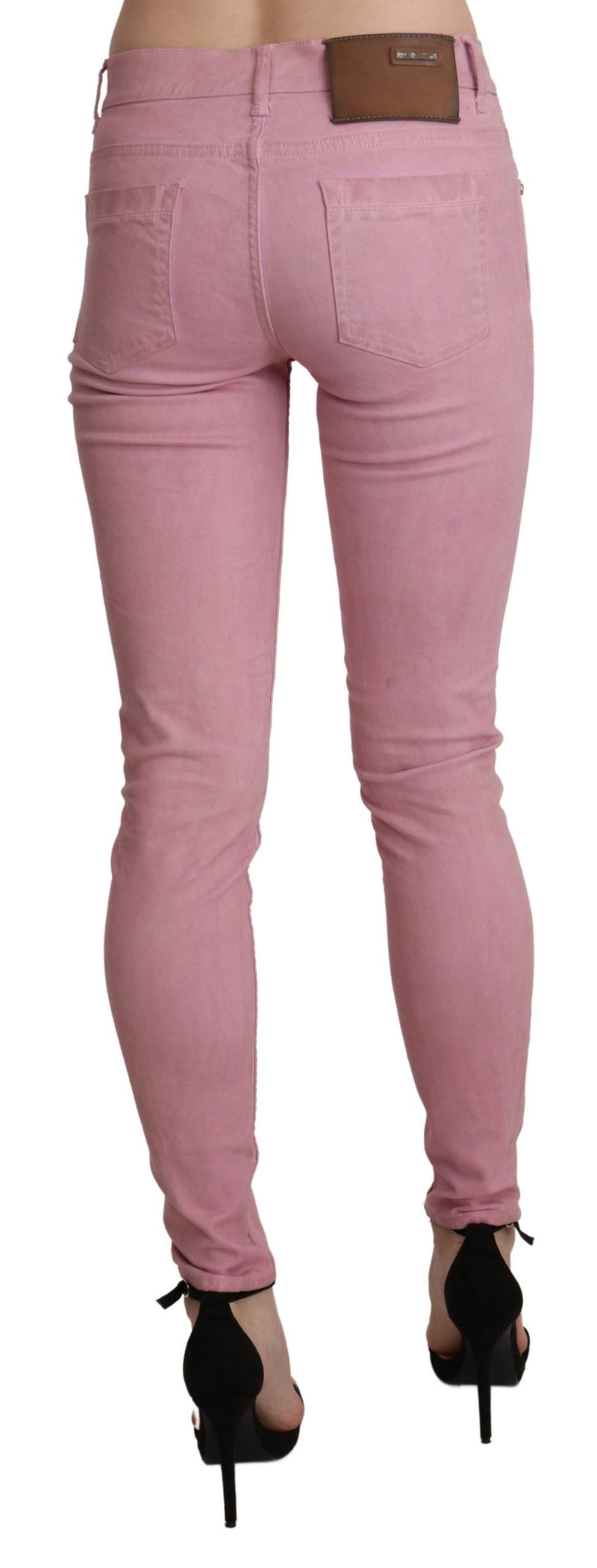 Jean skinny à taille moyenne rose chic