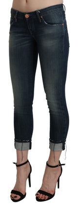 Chic bleu lavé skinny denim recadré