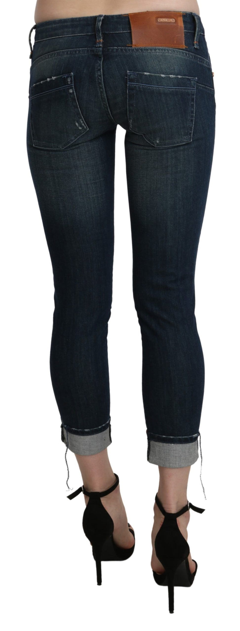 Chic bleu lavé skinny denim recadré