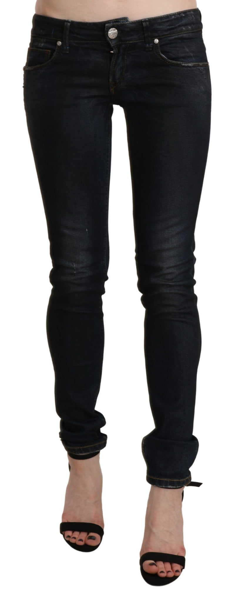 Jean noir skinny à taille basse chic