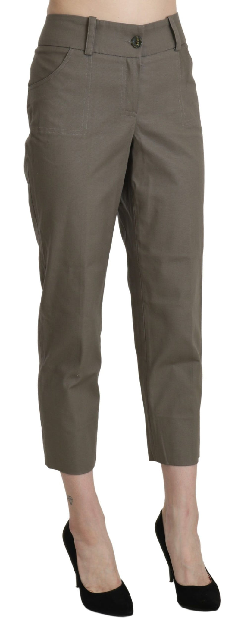 Eleganti pantaloni a vita alta in grigio