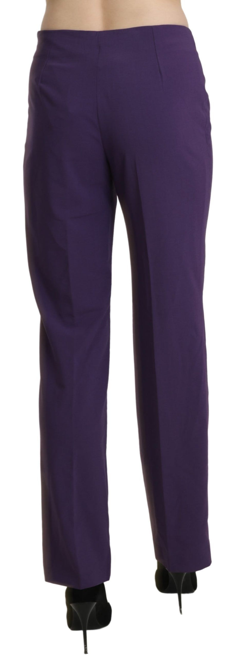 Elegantes pantalones rectos de violeta de cintura alta