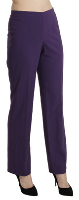 Elegantes pantalones rectos de violeta de cintura alta