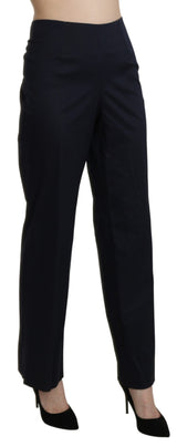 Pantaloni di cotone dritta blu blu navy