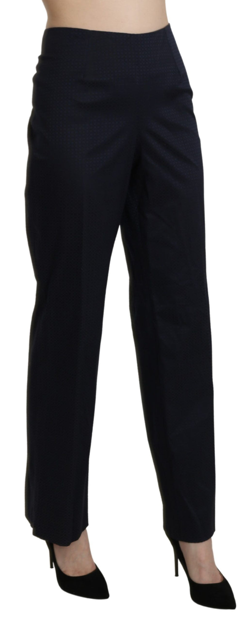 Pantaloni di cotone dritta blu blu navy