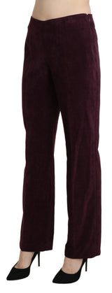 Élégant pantalon violet droit de taille haute