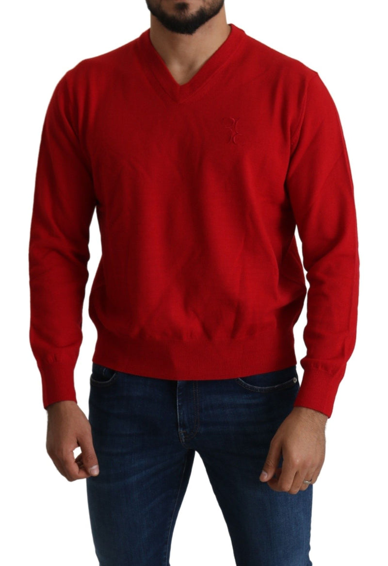 Iconico maglione di lana rossa ricamata