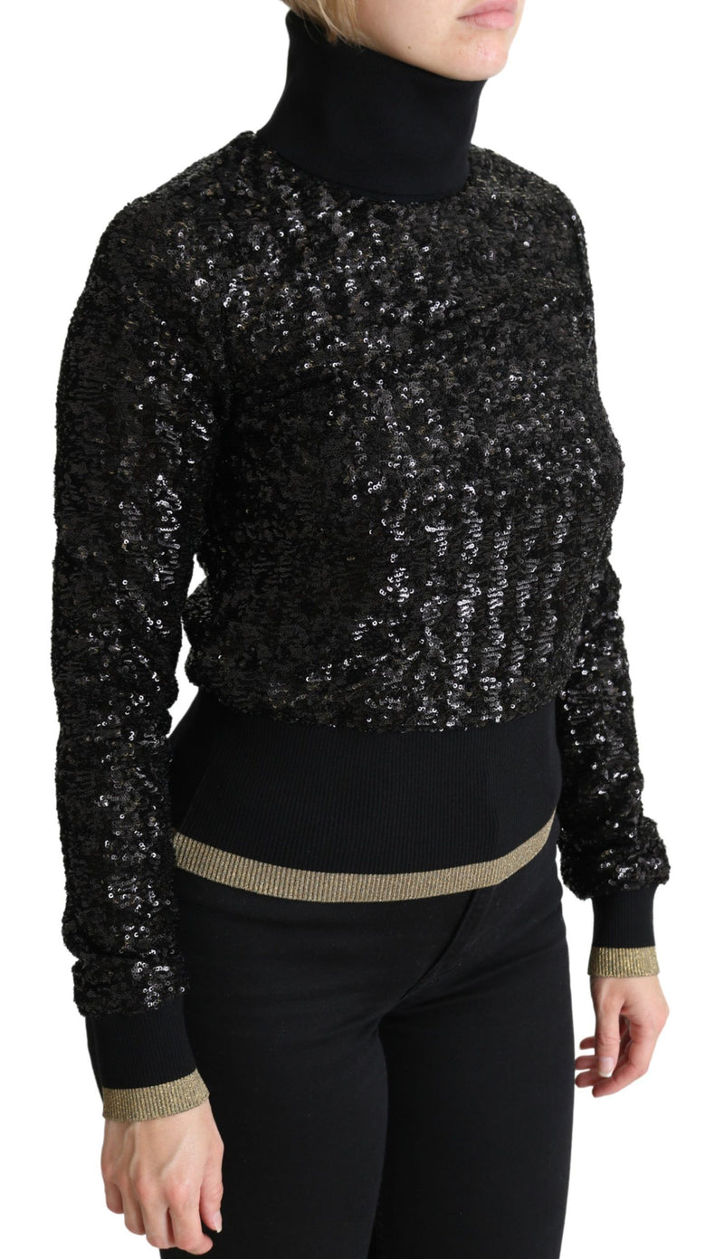 Elegante maglione di dolcevita con paillettes