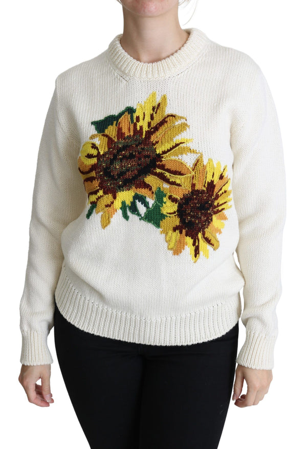 Eleganter gestrickter Sonnenblumenpullover