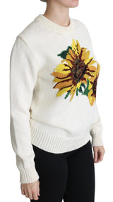 Eleganter gestrickter Sonnenblumenpullover