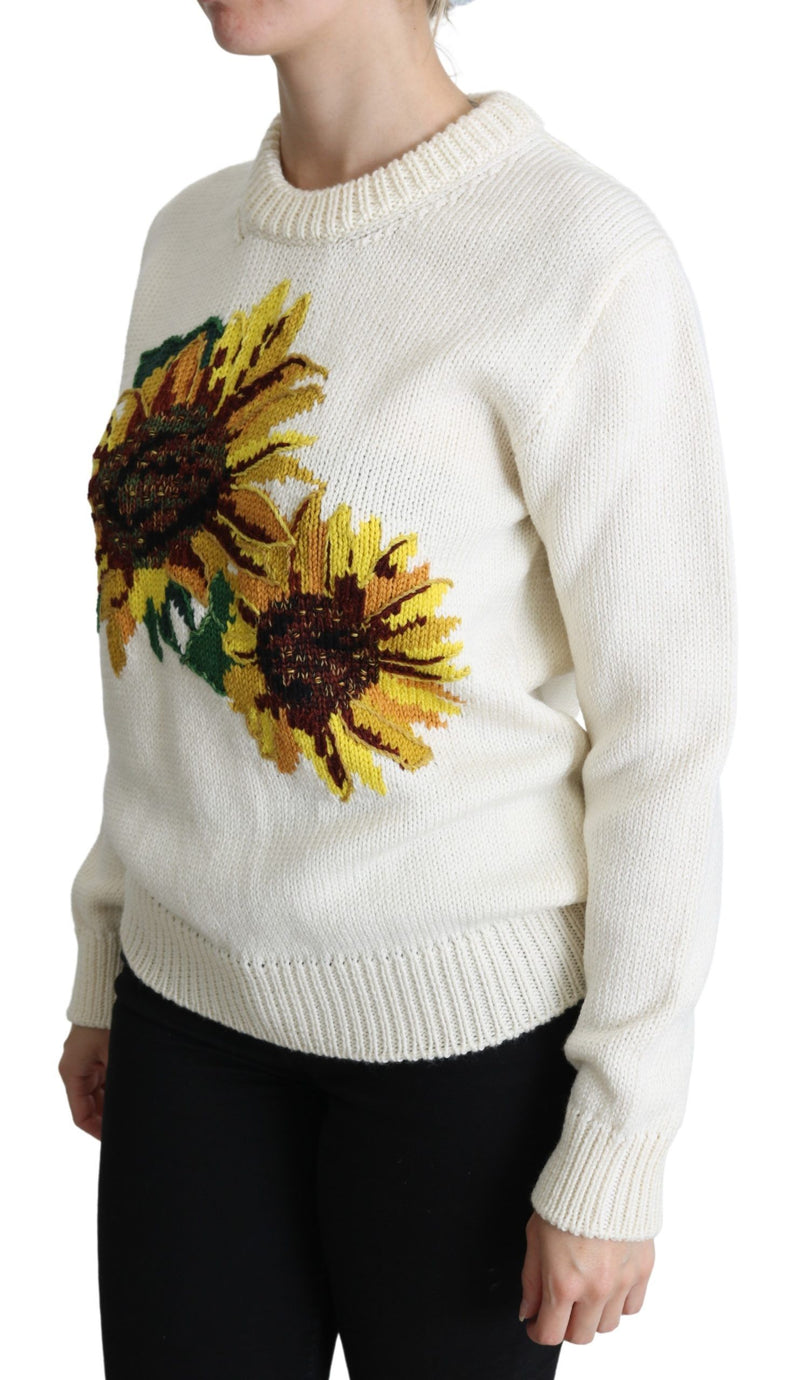 Eleganter gestrickter Sonnenblumenpullover