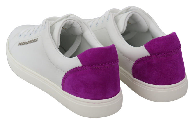 Baskets en cuir blanc chic avec accents violets