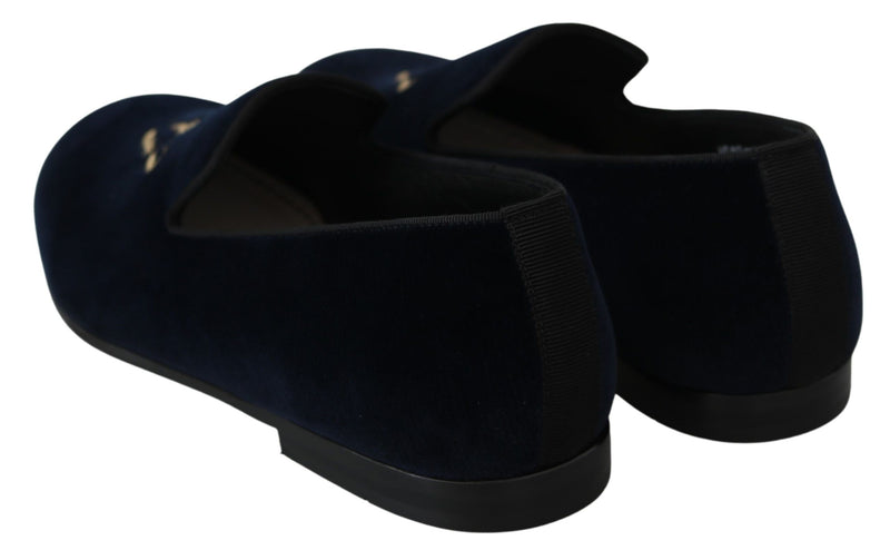 Elegantes mocasines bordados azules