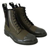 Stivali da caviglia in pelle verde militare chic