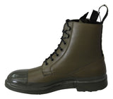 Bottes de cheville en cuir vert militaire chic