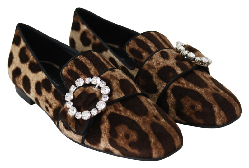 Mocasines de cristal de estampado de leopardo