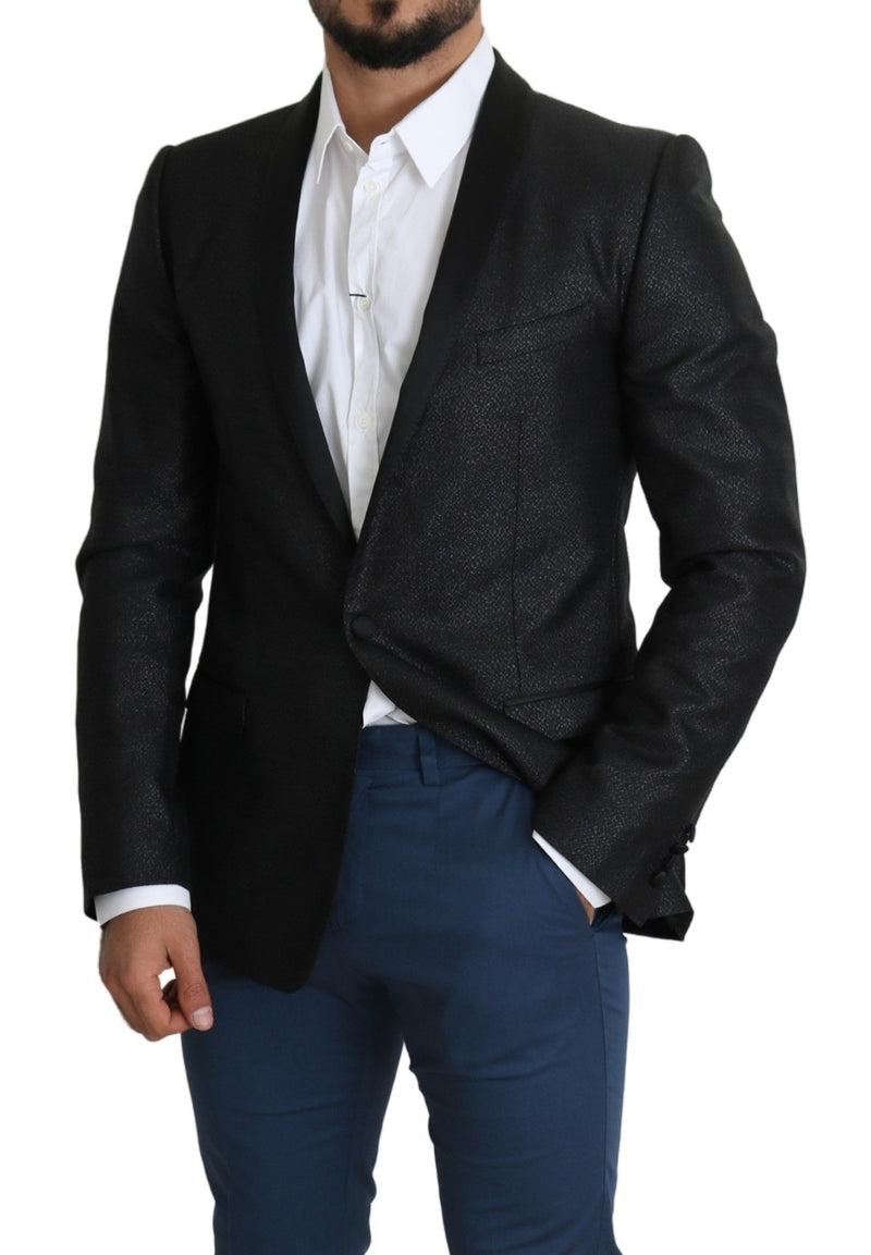 Elegante blazer Black Jacquard Slim Fit