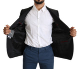 Elegante Black Jacquard Slim Fit Blazer