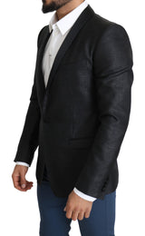 Elegante blazer Black Jacquard Slim Fit