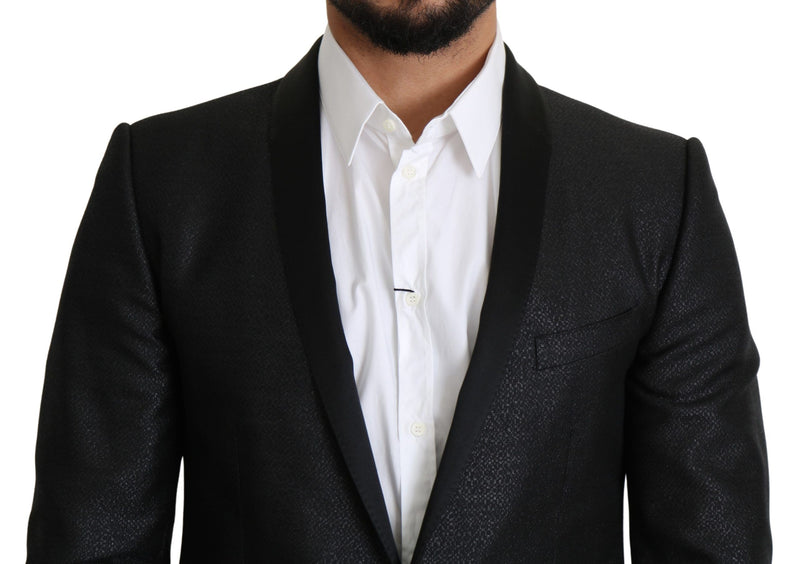 Elegante blazer Black Jacquard Slim Fit