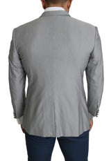 Elegante mezcla de seda blazer gris claro