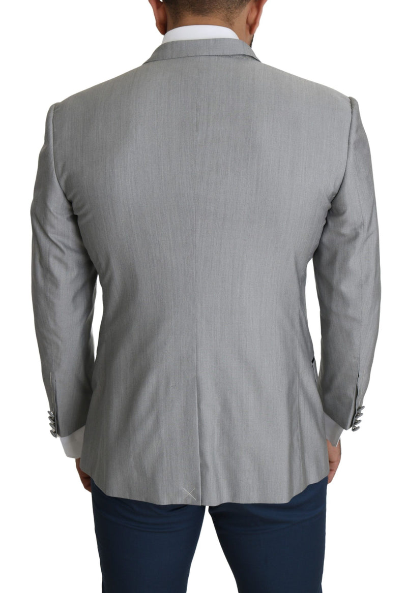 Elegant Silk Blend Light Gray Blazer