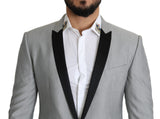 Elegante mezcla de seda blazer gris claro