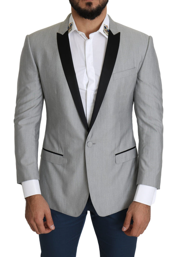 Elegante mezcla de seda blazer gris claro