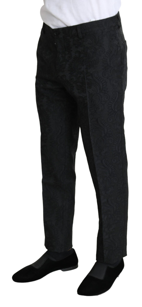 Eleganti pantaloni in broccato floreale