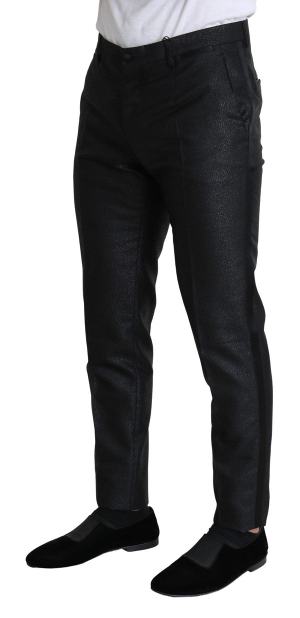 Eleganti pantaloni in abito nero metallico