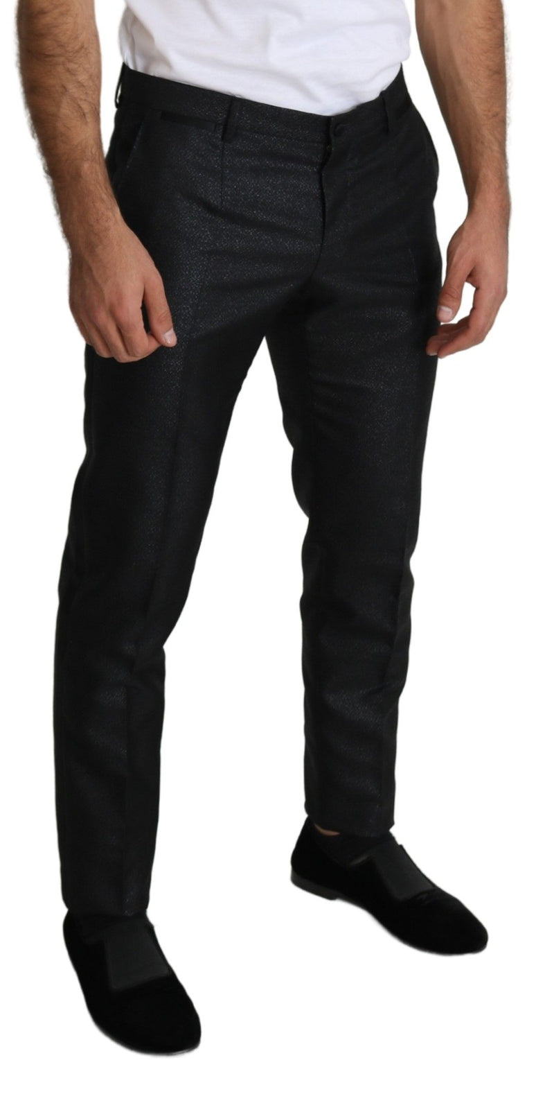 Elegante metallische schwarze Kleiderhose