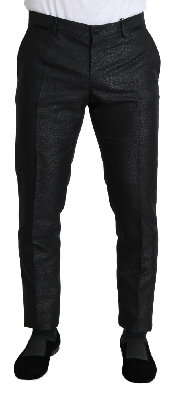 Eleganti pantaloni in abito nero metallico