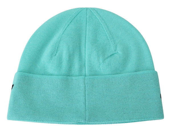 Gorro de lana verde aquamarine con logotipo de firma