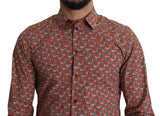 Elegante camisa de algodón rojo martini fit