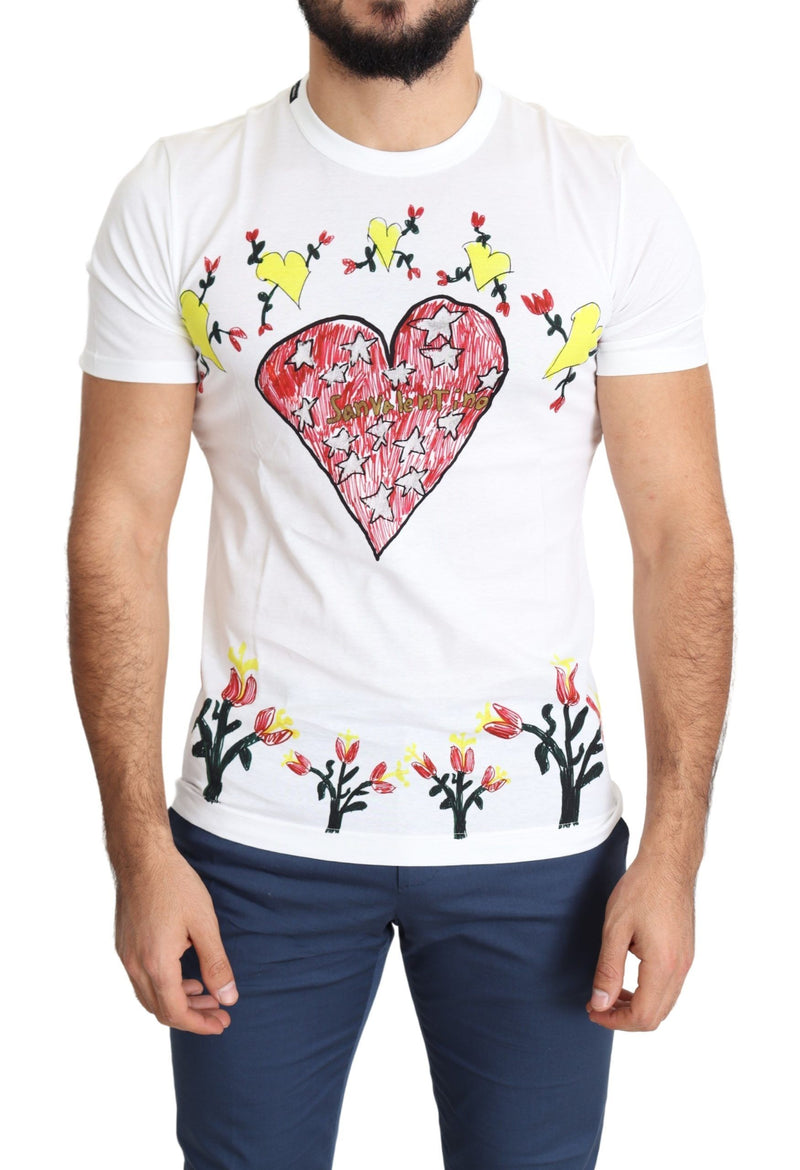 Camiseta Chic Saint Valentine Print Crew Camiseta