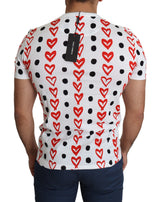 TEE de algodón blanco elegante con estampado de corazón