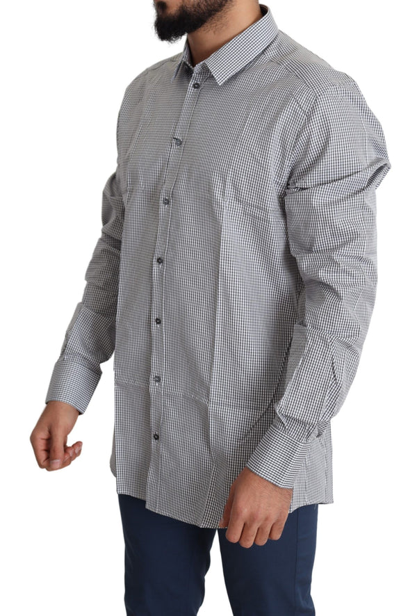 Camicia in cotone a scacchi in forma slim