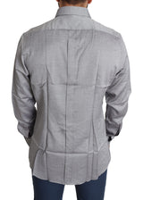 Camisa de vestir de algodón elegante gris de algodón